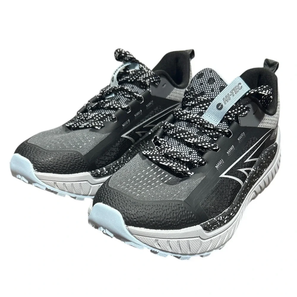 Hi-Tec Womens Size 7 Black Gray Spotted Lace Up Comfort Athletic Tennis Shoes - Picture 2 of 6